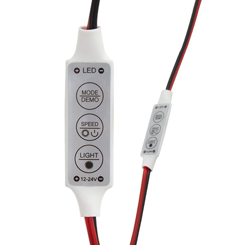 Mini Üç Tuşlu Tek Renkli 12-24 Volt Led Kontrol Cihazı ( Kırmızı- Siyah Kablo) (4172)