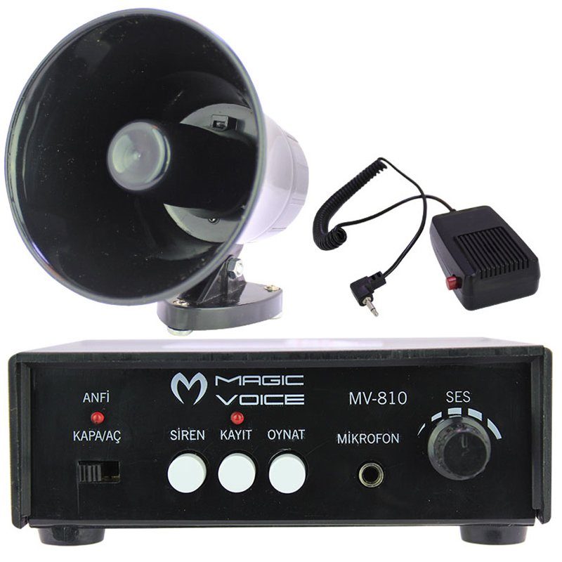 Magıcvoıce Mv-800 Kayıt Siren Mini Pazarcı Anfi Seti Mıknatıslı  (anfi+hoparlör+mikrofon) (4172)