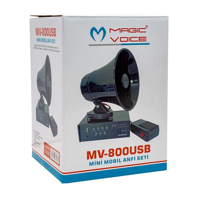 Magıcvoıce Mv-800 Usb Kayıt Siren Mini Pazarcı Anfi Seti Mıknatıslı  (anfi+hoparlör+mikrofon) (4172)