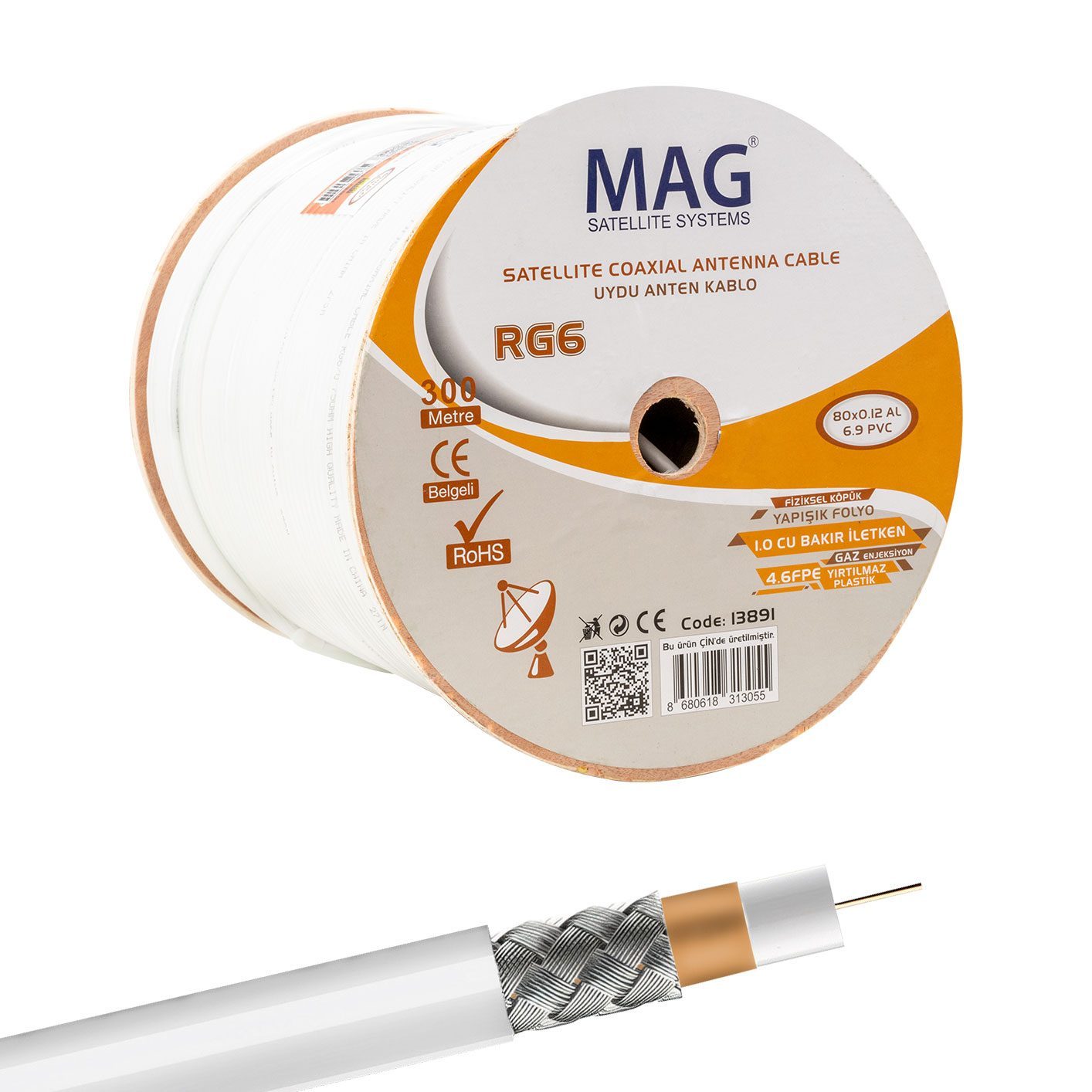 Mag Avangart Rg6/u4 Bakır Sat1 80 Tel Anten Kablosu (300 Metre) (4172)