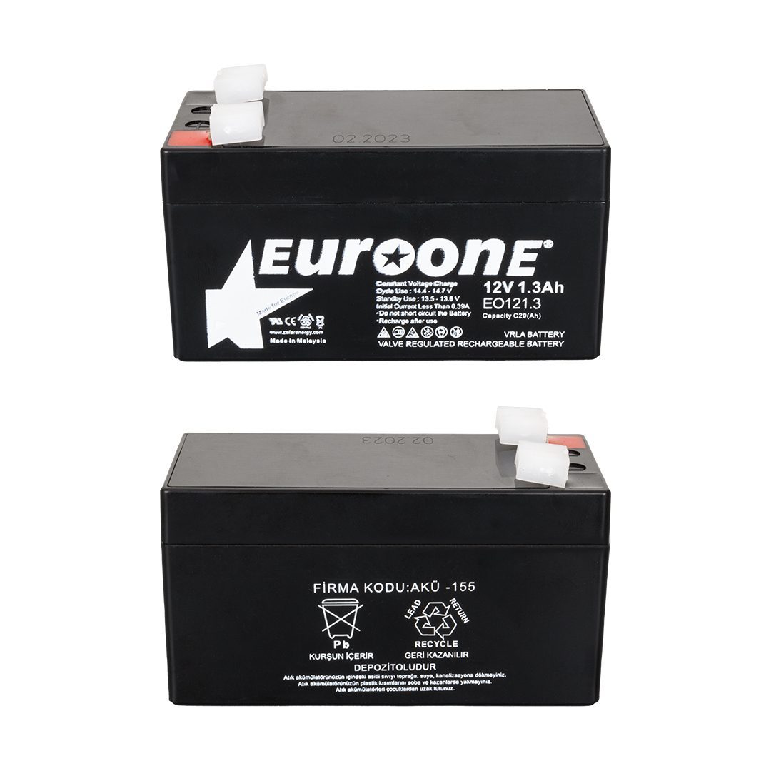 Euroone Eo121.3 12 Volt - 1.3 Amper Akü (96 X 42 X 52 Mm) (4172)