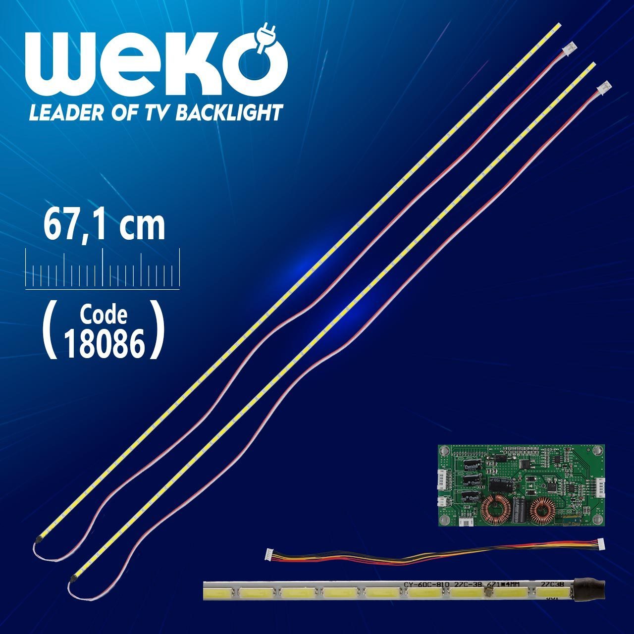 60 Universal E-led 81 Ledli (7020) 671mm 360-450ma 81-84v Çift Led+sürücü+kablo Takım (wk-1373) (4172)