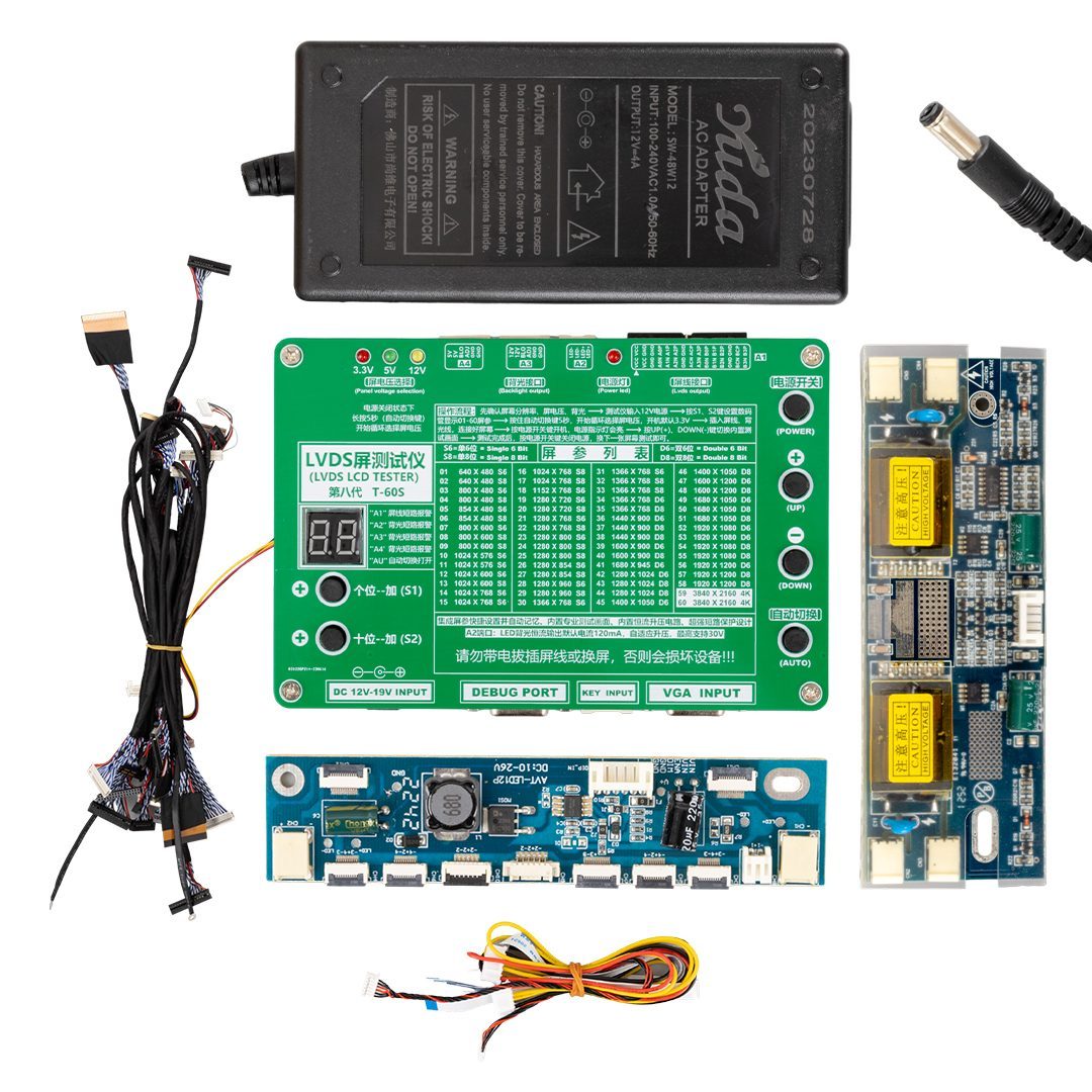 Lvds Lcd Tester T-60s Lcd/led Tv Panel Test Cihazı + 14 Parça Kablo +2 Parça Inverter + Adaptör (4172)