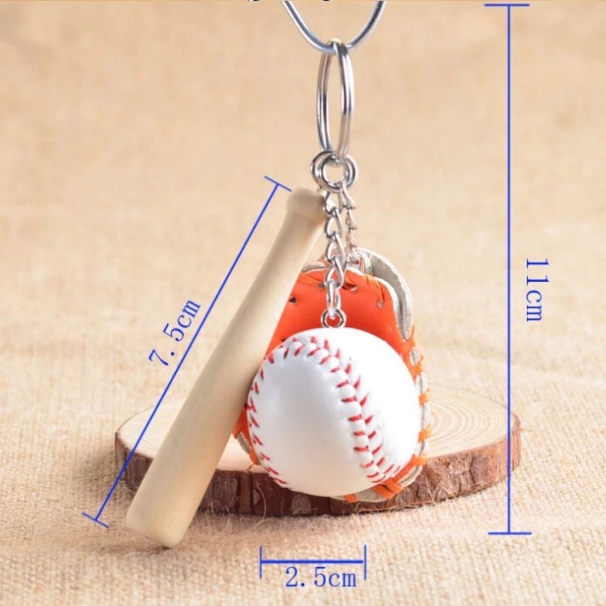 Gerçekçi Beyzbol Tasarımlı Şık Anahtarlık Kolye Çanta Süsü Baseball Keychain (4172)