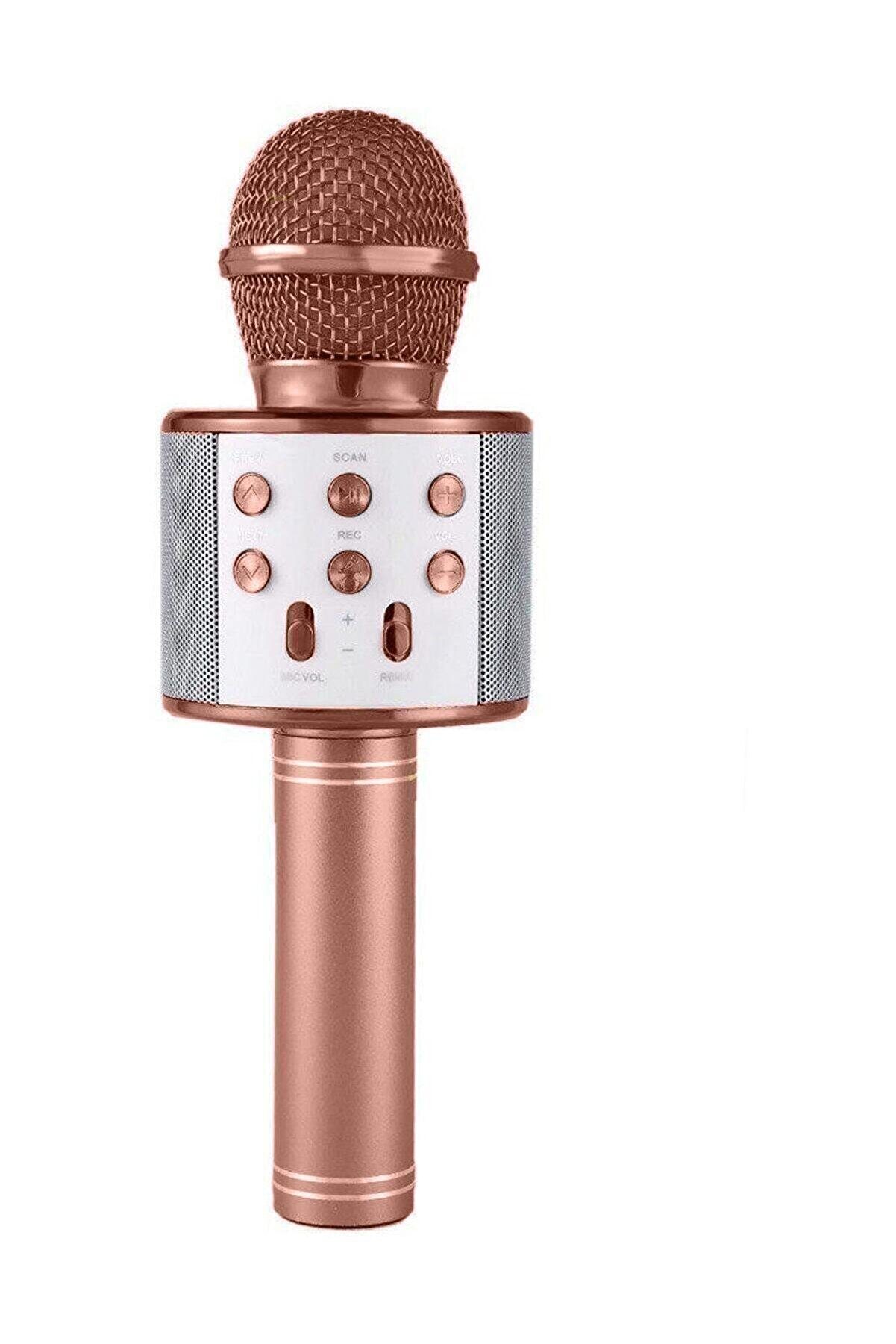 Karaoke Mikrofonlu Hoparlör - Şarjlı -bluetooth Rose Gold (4172)