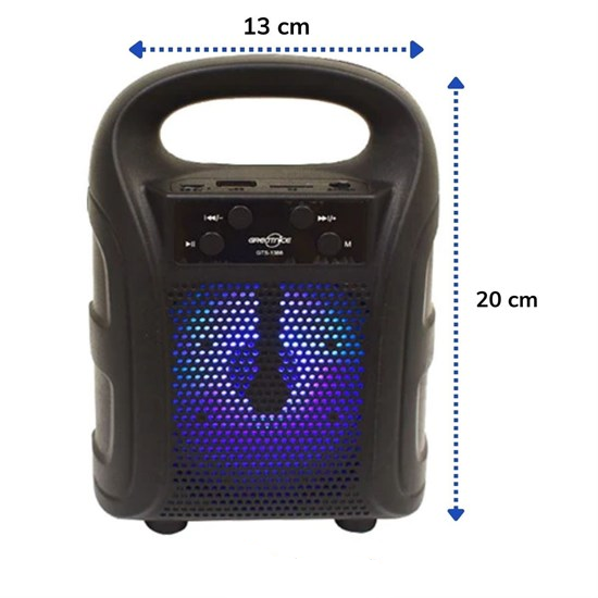 Tutmalı Mini Hoparlör Işıklı Taşınabilir Bluetooth Wireless Radyolu Sd Kart Ve Usb Girişli Hoparlör (4172)