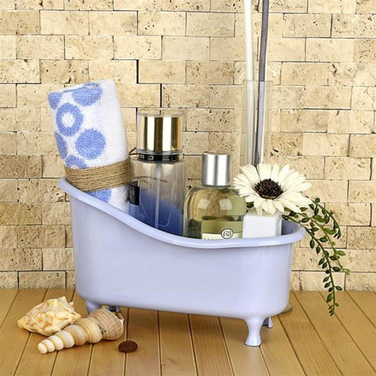 Dekoratif Mini Küvet Şeklinde Çok Amaçlı Banyo Düzenleyici Sepet (4172)