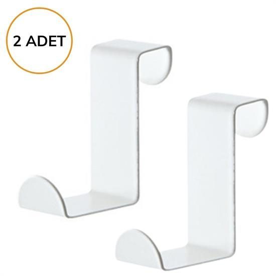 2&apos;li Kapı Arkası Çekmece Dolap Kapağı Mutfak Banyo Askısı Beyaz Renk Plastik (4172)