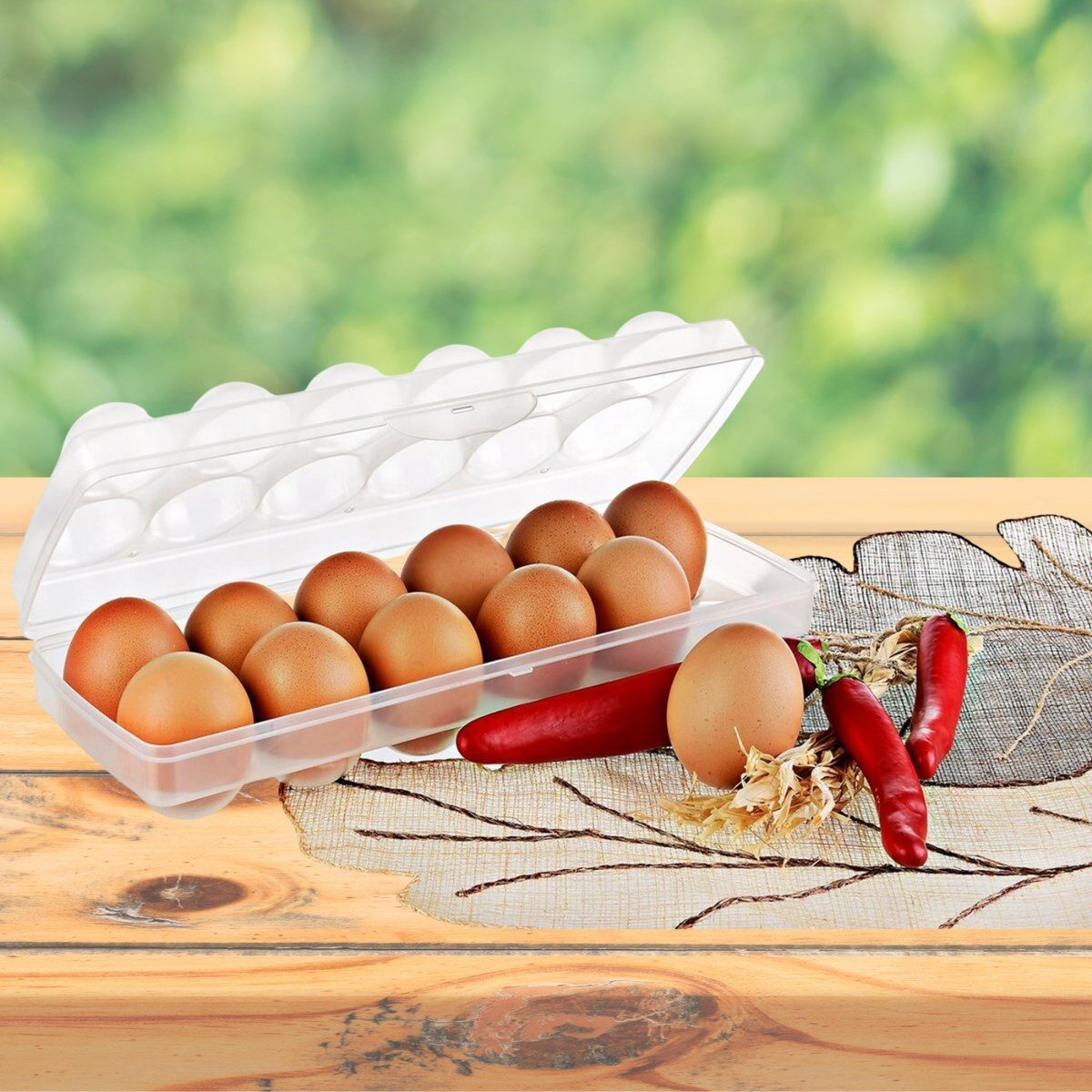 12&apos;li Şeffaf Kapaklı Kilitli Yumurta Saklama Kabı Kutusu Aparatı (4172)