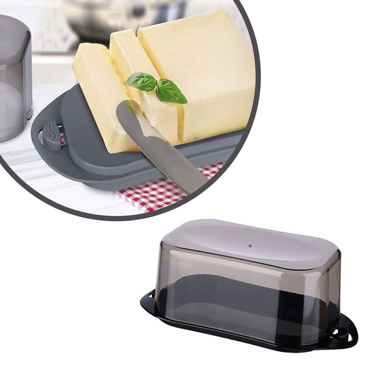 Kilitli Plastik Kapaklı Kahvaltılık Tereyağlık Peynirlik Erzak Saklama Kabı Ap-9428 (4172)