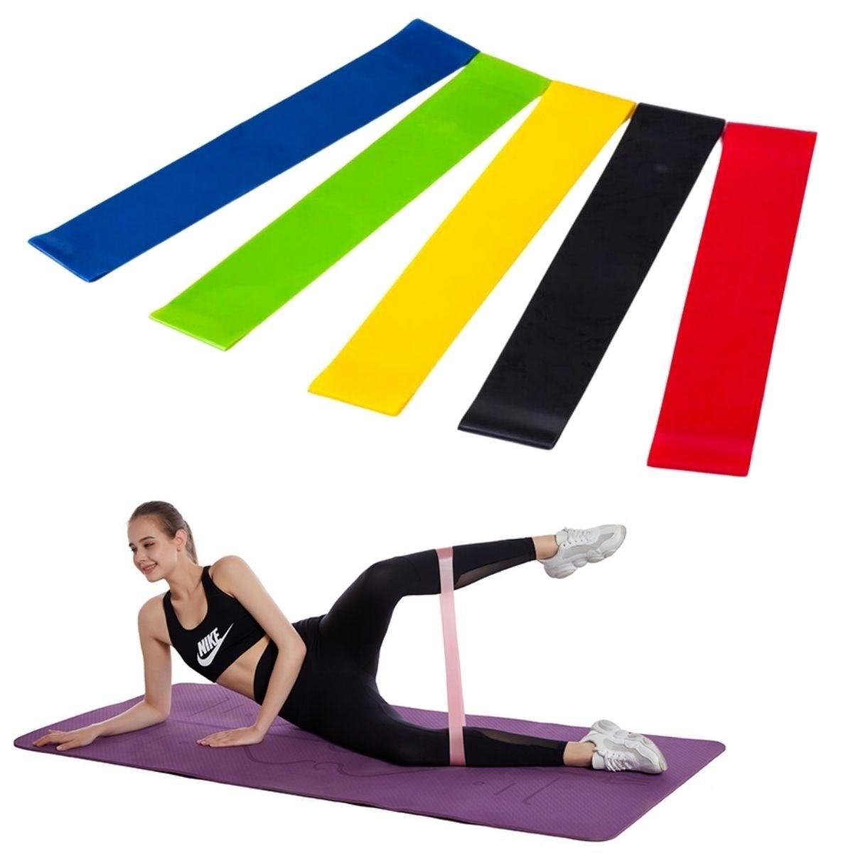 5li Egzersiz Direnç Bant Seti Pilates Crossfit Ekipmanları (4172)