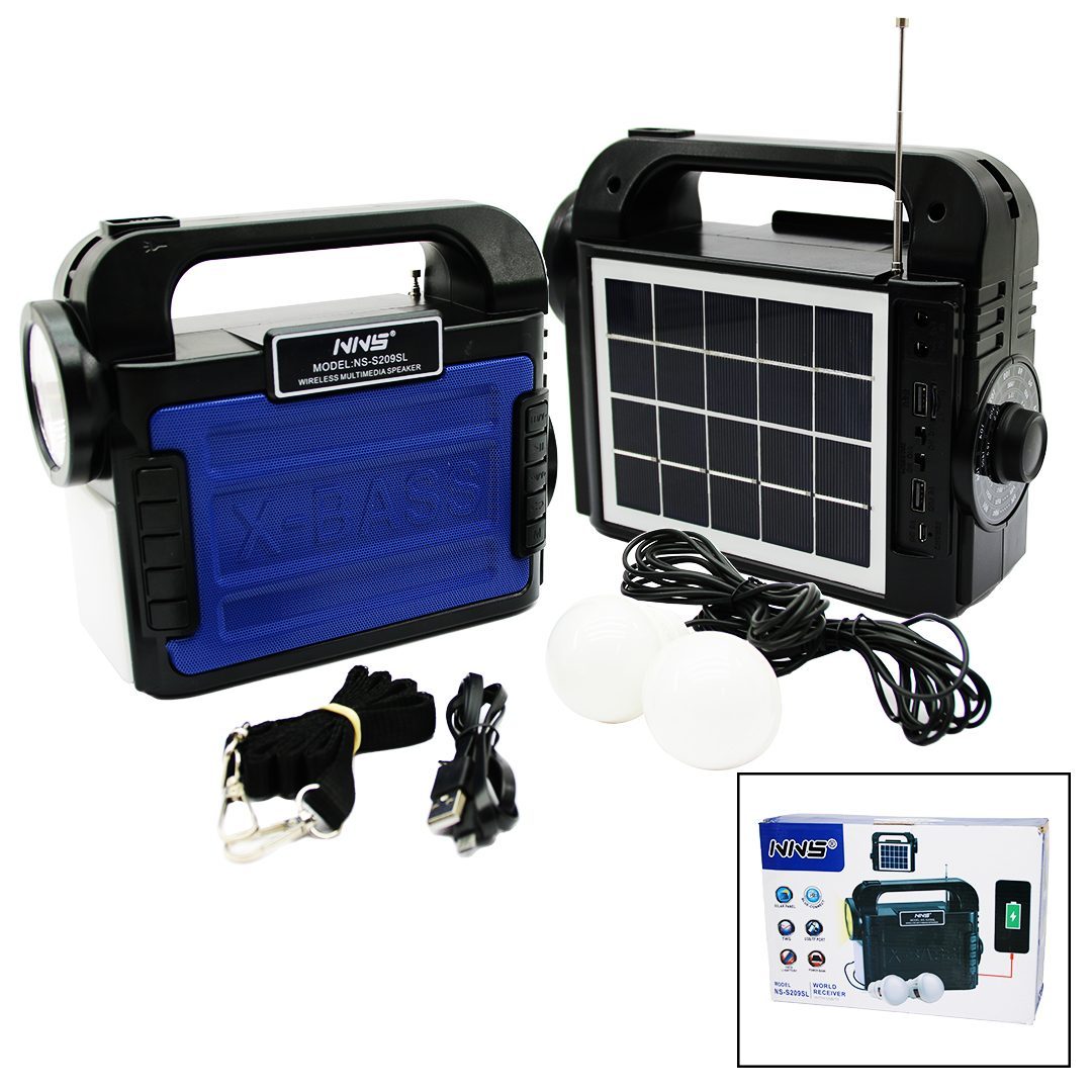 3ın1 - Solar 2in1 El Feneri  - Radyo - Mp3 Bluetooth - Usb/ Tf Port - 2 Parça  Ampul Kablolu - Powerbank (4172)