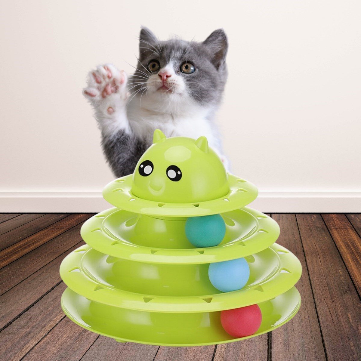 Tower Of Tracks Eğlenceli Üç Katlı Kedi Oyuncağı Seti Kedi Oyunu (4172)