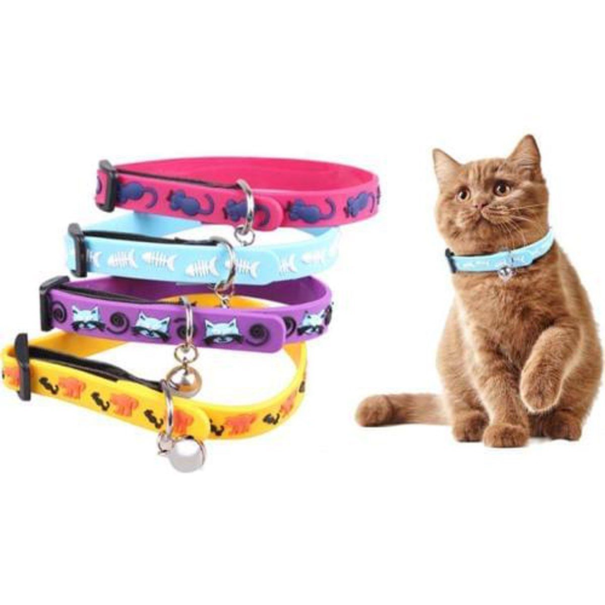 Çıngıraklı Zilli Sevimli Renkli Slikon Kedi Köpek Boyun Tasması (4172)