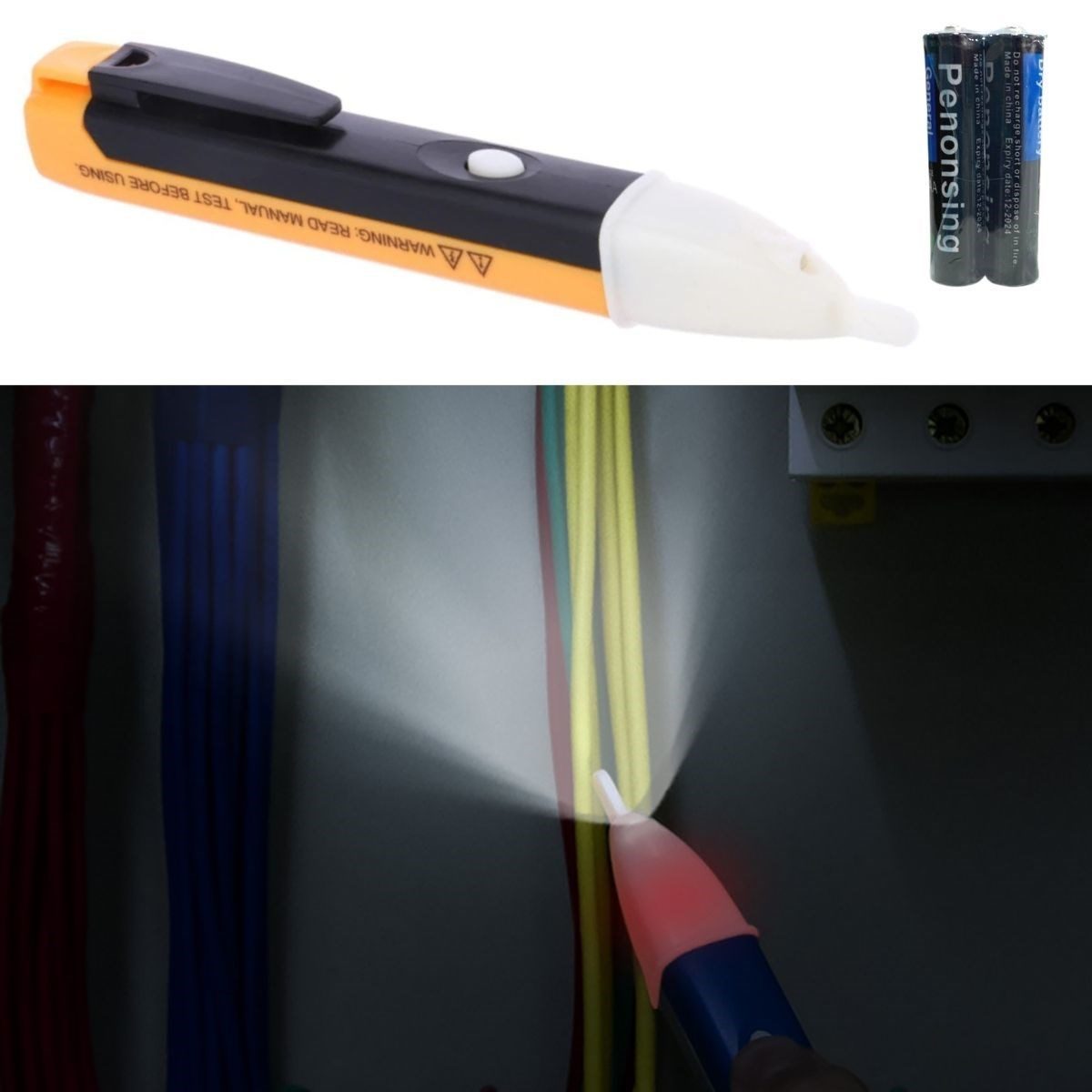 Elektrik Kaçak Dijital Kontrol Kalemi Cihazı -dedektörlü Temassız Işıklı Kablo Voltaj Test (4172)