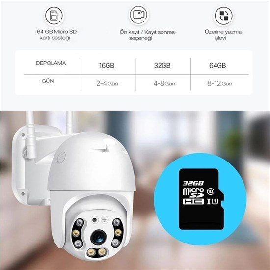 2.0 Mp Hd Lens İç Dış Mekan Suya Danıklı Ip Wifi Network Güvenlik Kamerası Wifi Kamera (4172)