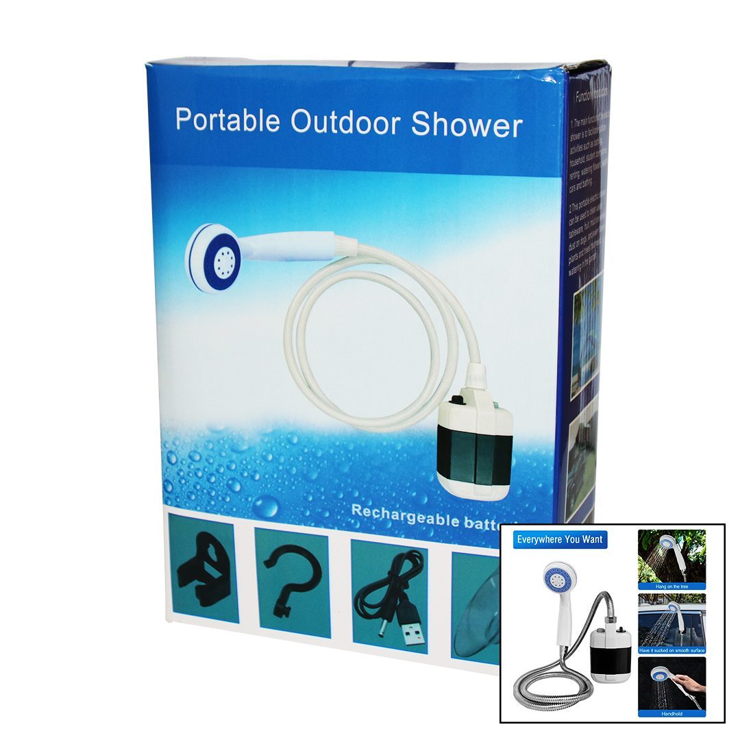 Portable Outdoor Shower Su-pmp Şarjlı Taşinabilir - Seyyar Duş Seti Pompa - Hortum - D.başlık (4172)