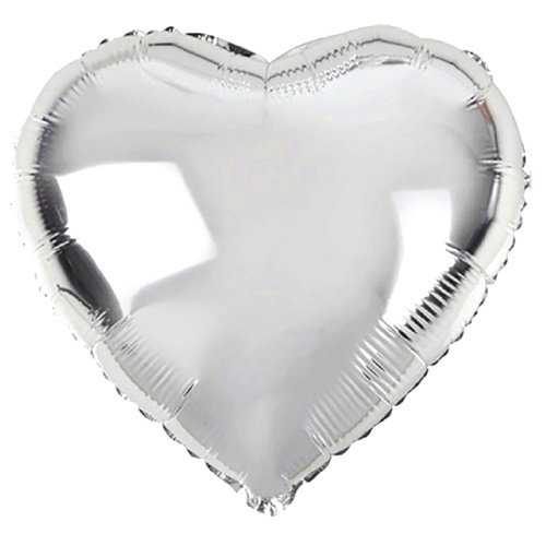 Kalp Şekilli Gümüş Renk Toptan Folyo Balon 45 Cm 10 Adet (4172)