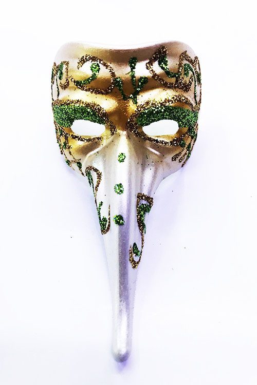 Yeşil Renk İşlemeli Seramik Malzemeden İmal Venedik Uzun Maske Magnet (4172)