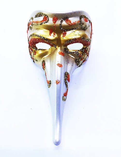 Turuncu Renk İşlemeli Seramik Malzemeden İmal Venedik Uzun Maske Magnet (4172)