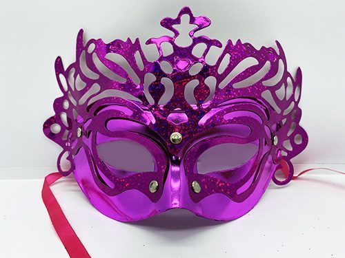 Metalize Ekstra Parlak Hologramlı Parti Maskesi Fuşya Renk 23x14 Cm (4172)