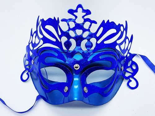 Metalize Ekstra Parlak Hologramlı Parti Maskesi Mavi Renk 23x14 Cm (4172)