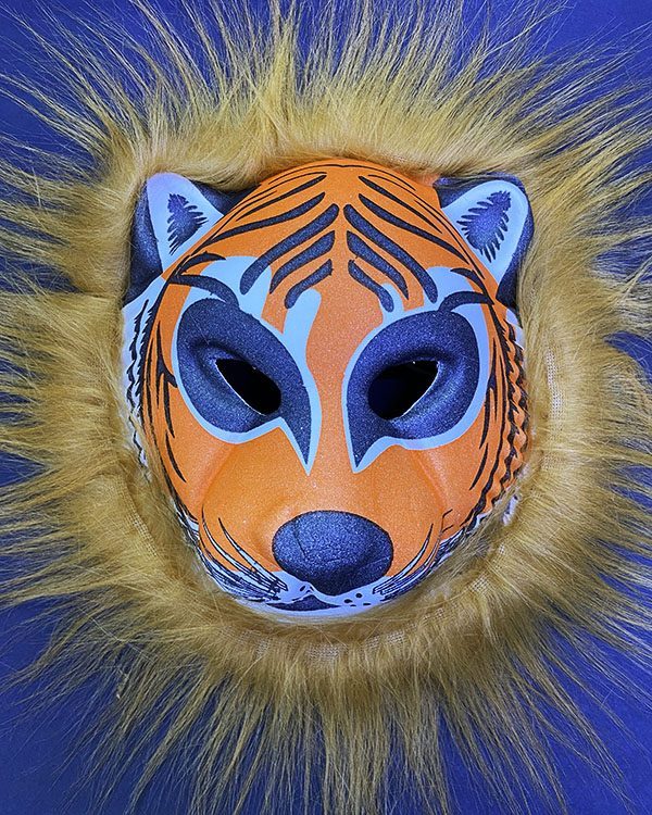Kahverengi Peluş Saçlı Kırılmaz Yumuşak Tiger Maskesi 22x19 Cm (4172)