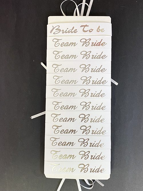 Bride To Be Bileklik - Team Bride Bileklik - Beyaz Üzeri Metalize Gümüş Yazılı 12 Adet (4172)