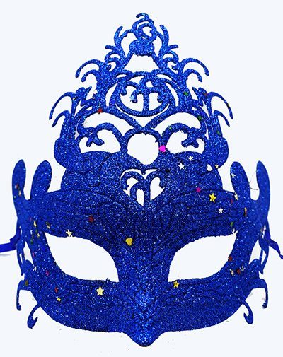Mavi Renk Parti Maskesi - Parlak Mavi Sim Balo Maskesi 21x20 Cm (4172)