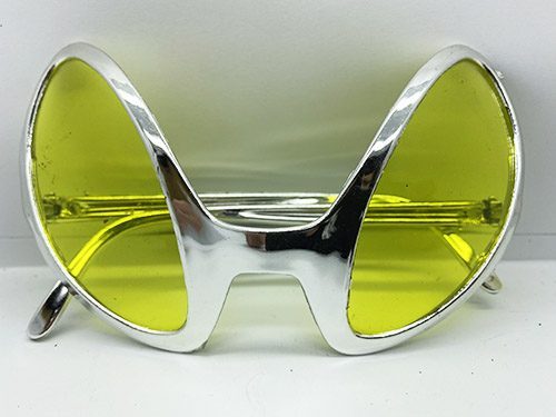 Retro Gözlük - 80 Li 90 Lı Yıllar Parti Gözlüğü Gümüş Renk 8x13 Cm (4172)