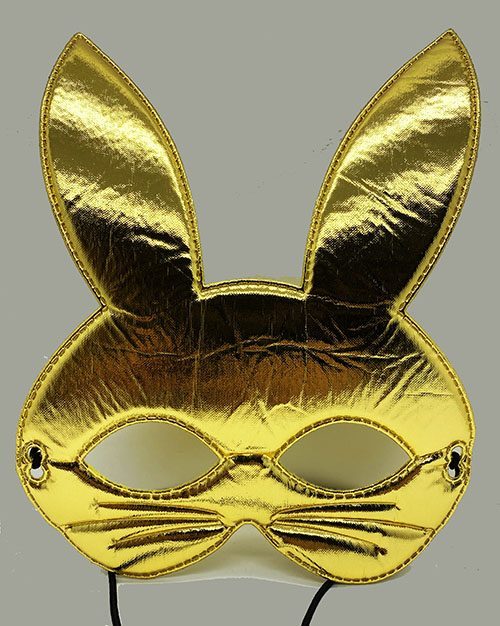 Altın Renk Kumaş Malzemeden İmal Tavşan Maskesi 25x17 Cm (4172)