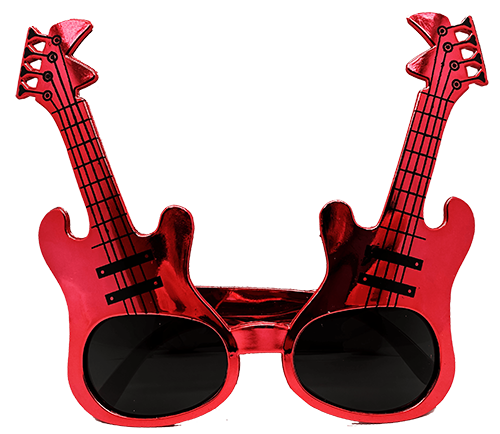 Kırmızı Renk Rockn Roll Gitar Şekilli Parti Gözlüğü 15x15 Cm (4172)