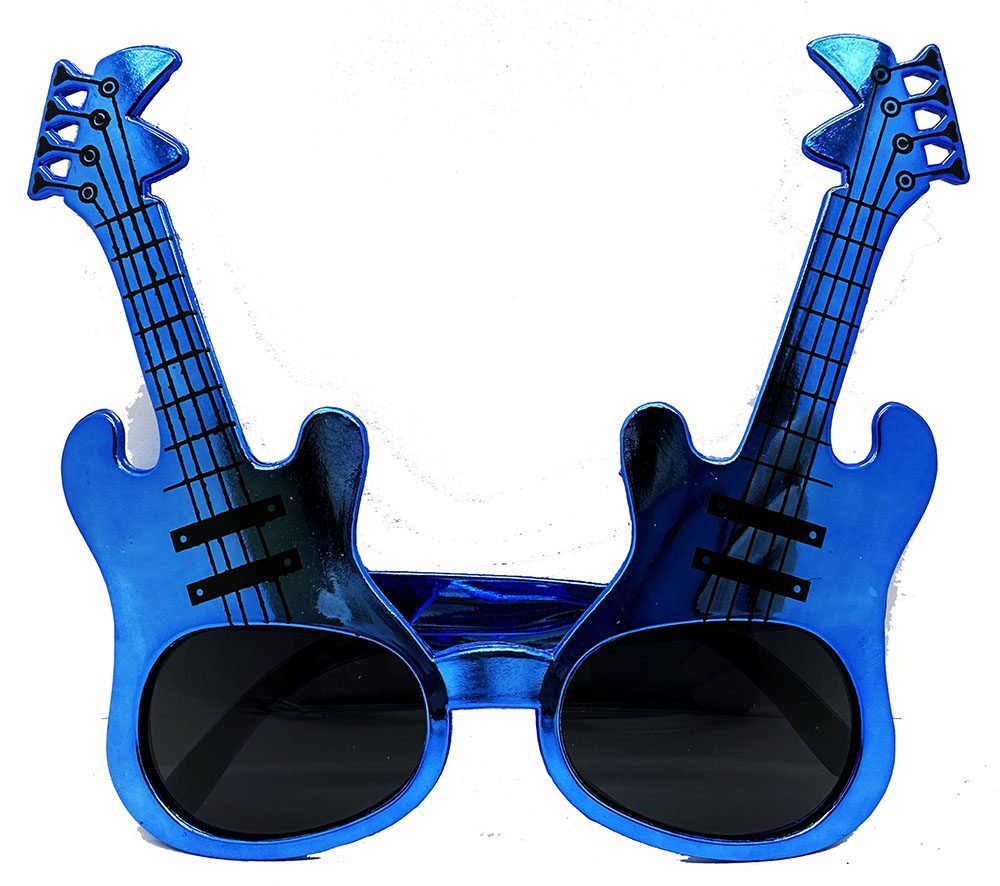 Mavi Renk Rockn Roll Gitar Şekilli Parti Gözlüğü 15x15 Cm (4172)