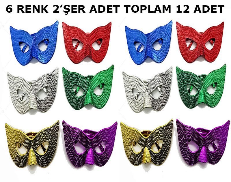 Maskeli Balo Partisi Görünümlü Retro Parti Gözlüğü 6 Renk 12 Adet (4172)