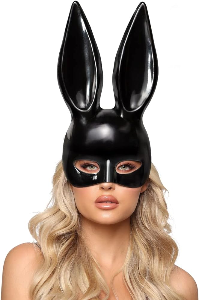 Siyah Renk Ekstra Lüks Uzun Kulaklı Tavşan Maskesi 35x16 Cm (4172)