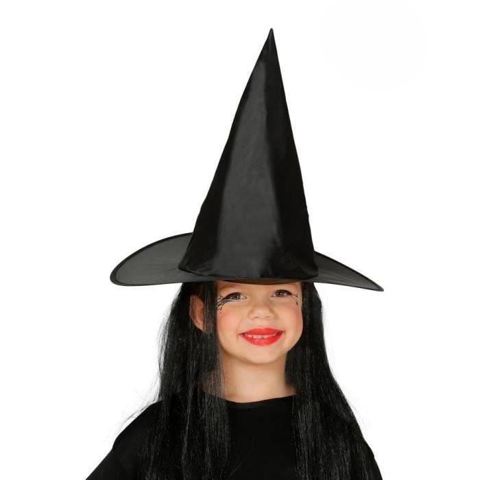 Çocuk Boy Siyah Cadı Şapkası Ve Uzun Siyah Cadı Peruğu (4172)