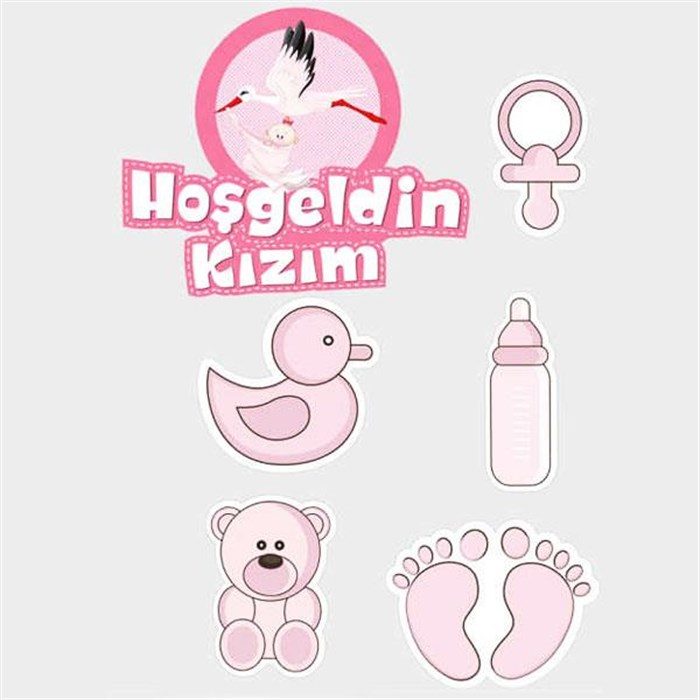 Hoşgeldin Kızım Baby Shower Sticker Etiket Seti 6 Adet (4172)