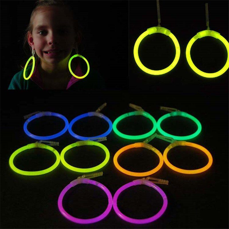 Karanlıkta Parlayan Glow Stick Küpeler Glow Partisi Küpeleri 12 Çift 24 Adet (4172)