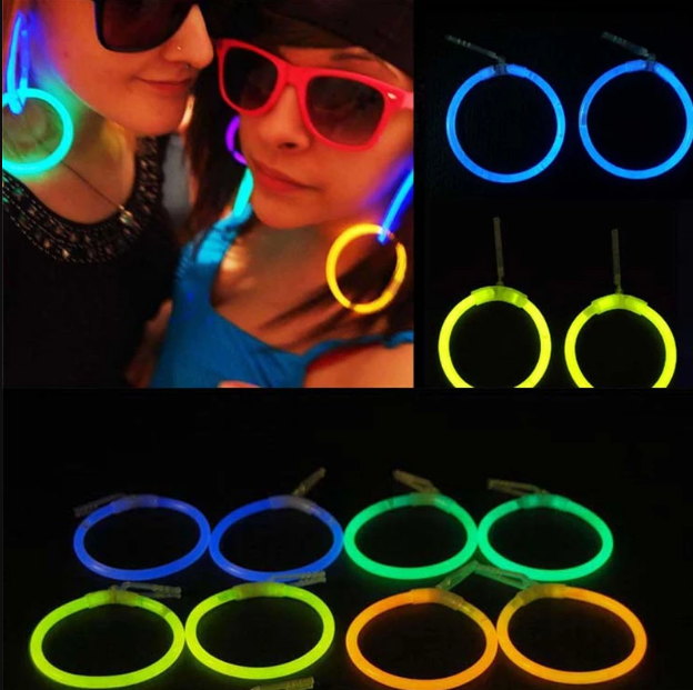 Karanlıkta Parlayan Glow Stick Küpeler Glow Partisi Küpeleri 6 Çift 12 Adet (4172)