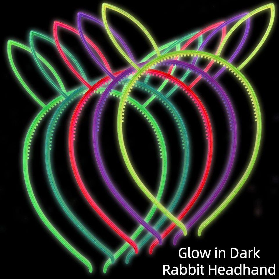 Karanlıkta Yanan Glow Tavşan Kulağı Tavşan Tacı Renkli 6 Adet (4172)