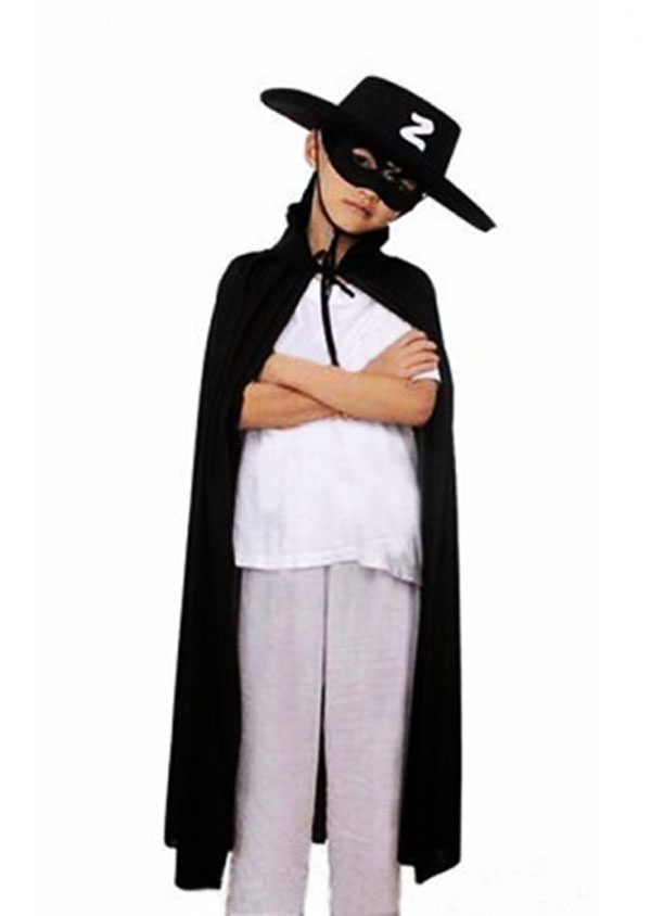 Çocuk Boy Zorro Pelerin + Şapka + Maske Kostüm Seti (4172)