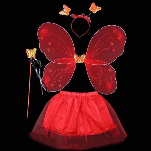 Kırmızı Kelebek Kostümü - Kırmızı Kelebek Kostüm Aksesuar Seti 4 Parça (4172)