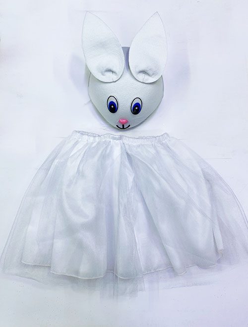 Tavşan Kostümü Beyaz - 23 Nisan Tavşan Şapka Ve Tütü Etek Seti 2 Parça (4172)
