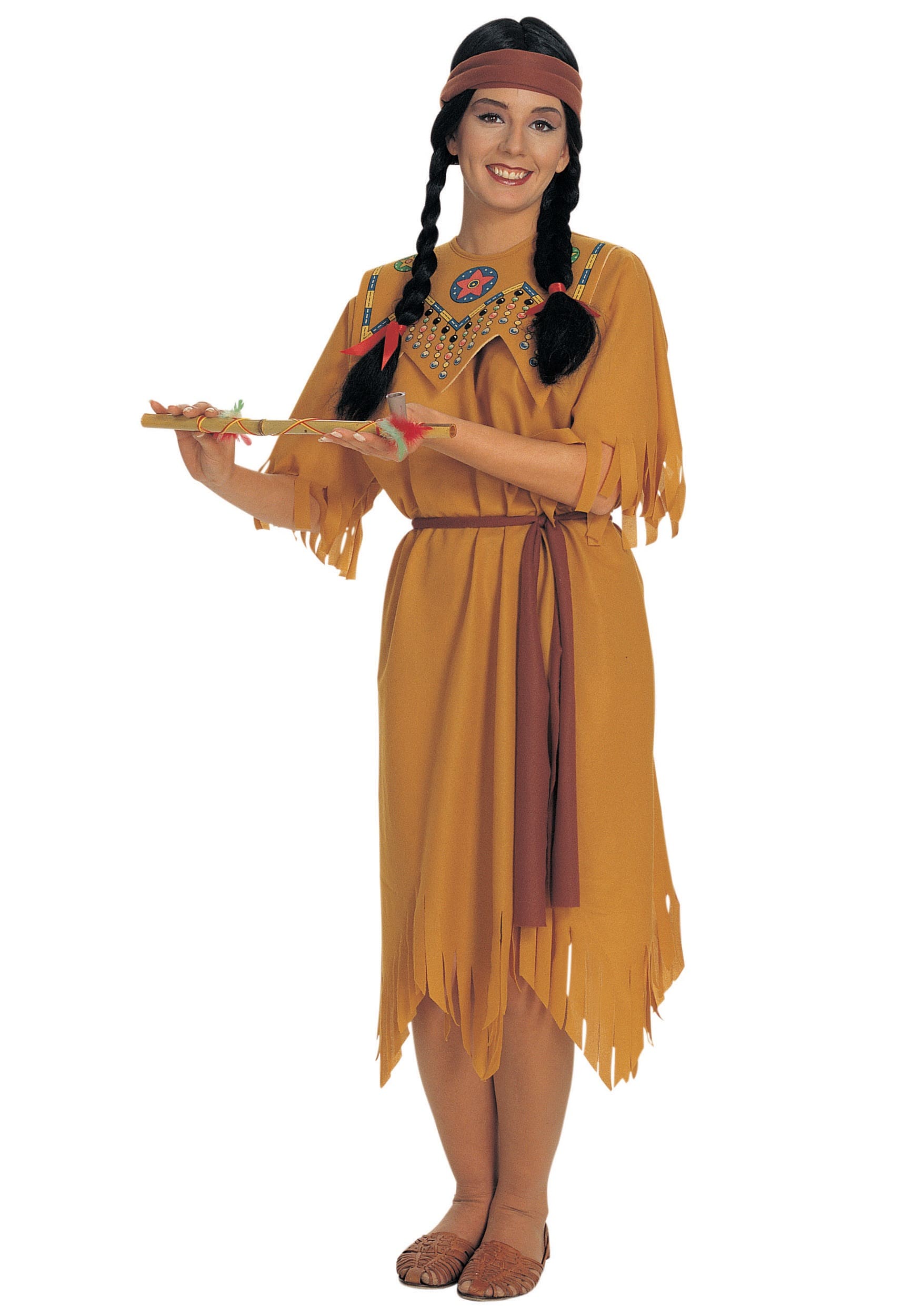 Kızılderili Prensesi Kostümü - Pocahantas Kostümü - Hintli Bayan Kostümü Yetişkin Boy (4172)