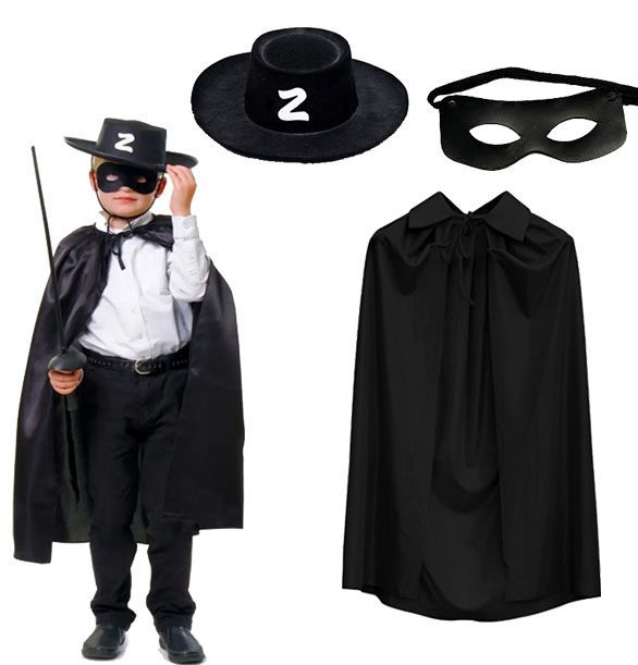 Zorro Pelerini Şapkası Ve Maske Seti Çocuk Boy (4172)