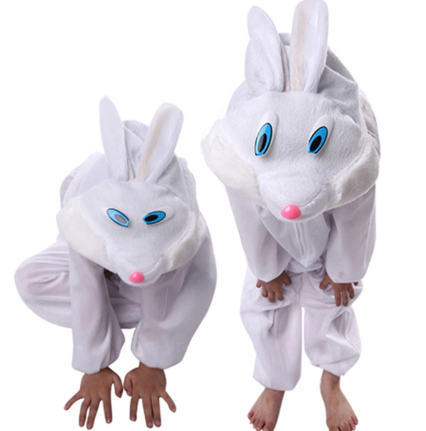 Çocuk Tavşan Kostümü Beyaz Renk 2-3 Yaş 80 Cm (4172)