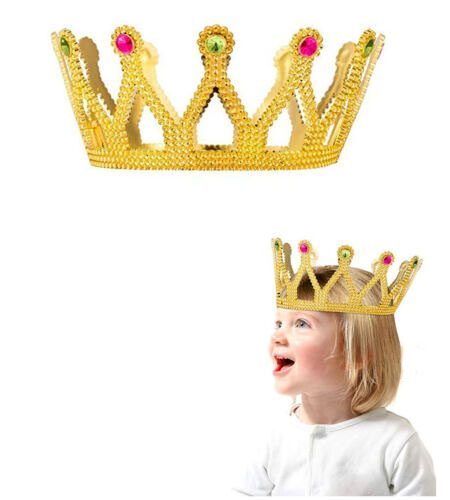Altın Renk Çocuk Ve Yetişkin Uyumlu Kraliçe Tacı Prenses Tacı 8x25 Cm (4172)
