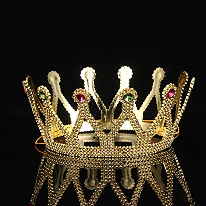 Altın Renk Çocuk Ve Yetişkin Uyumlu Kraliçe Tacı Prenses Tacı 8x25 Cm (4172)