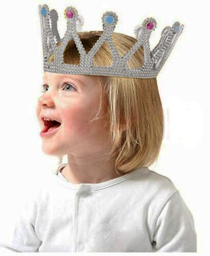 Gümüş Renk Çocuk Ve Yetişkin Uyumlu Kraliçe Tacı Prenses Tacı 8x25 Cm (4172)