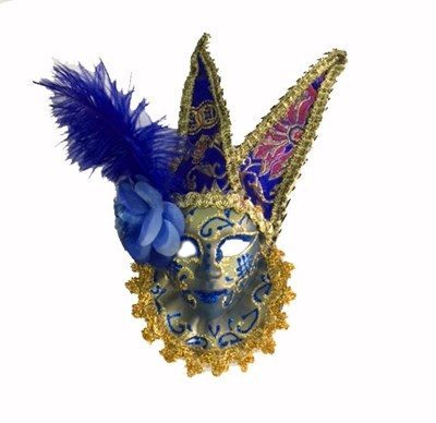 Tüylü Dekoratif Seramaik Maske Mavi Renk (4172)